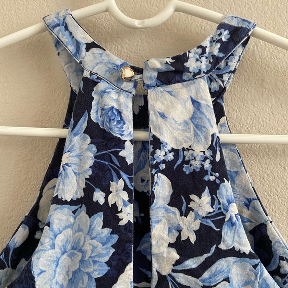 Vintage Style Blue Floral Halter Dress - Picture 4 of 4